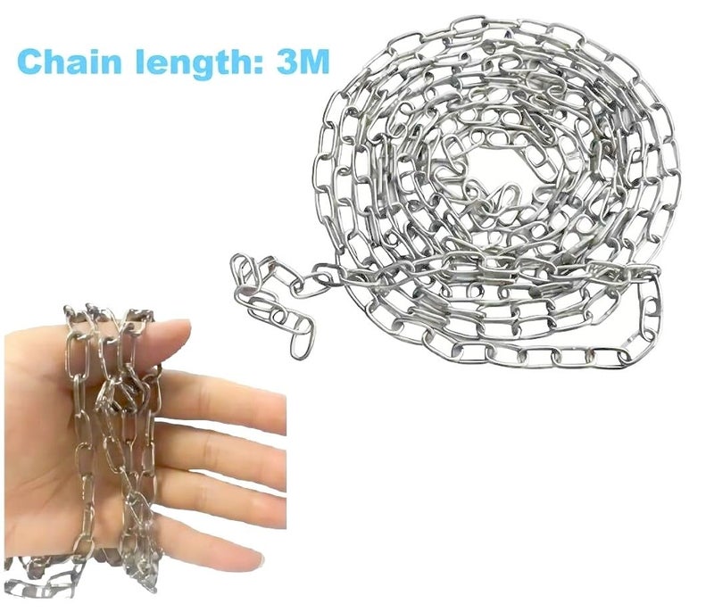 MTDELE 304 Stainless Steel Chain - Length 9.8Ft (3m) Thickness0.08“ (2mm) Metal Small Duty Chain Compatible with for Home Outdoor Camping Hanging Pet Chain - Image 3